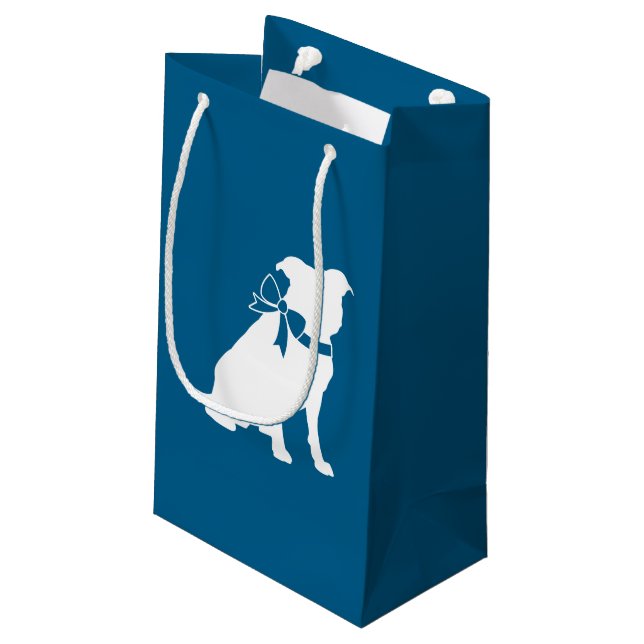 Pit Bull Baby Shower Pitbull Dog Blue Boy Small Gift Bag (Back Angled)