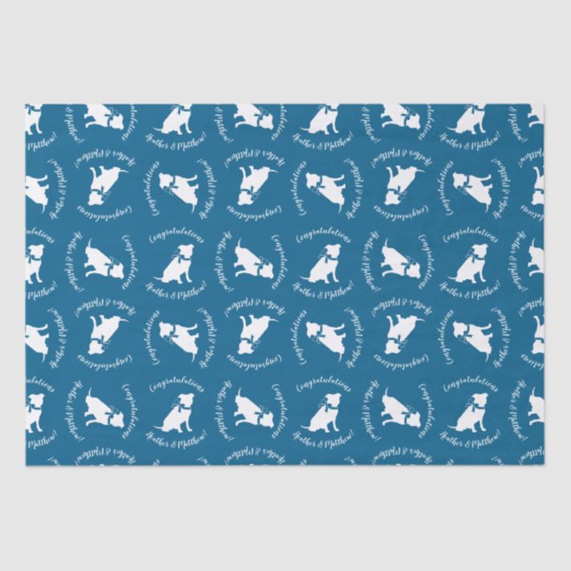 Pit Bull Baby Shower Pitbull Dog Blue Boy Tissue Paper (Front)