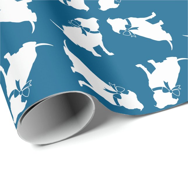 Pit Bull Baby Shower Pitbull Dog Blue Boy Wrapping Paper (Roll Corner)
