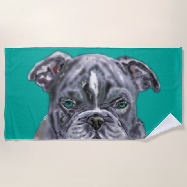 Pit bull Beach Towel Pets - Your colours - Text (Front)