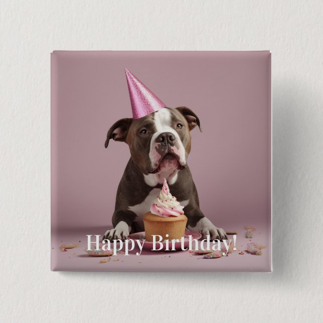 Pit Bull Birthday Celebration  15 Cm Square Badge (Front)
