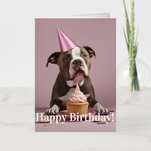 Pit Bull Birthday Celebration Foil Greeting Card