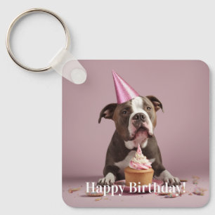 Pit Bull Birthday Celebration  Key Ring