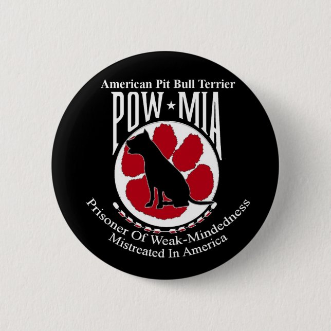 Pit Bull Button POW MIA Style (Front)