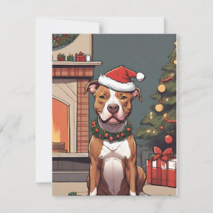 Pit Bull Christmas Card for Dog Lovers