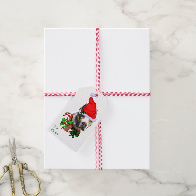 Pit Bull Christmas Gift Tags (With Twine)