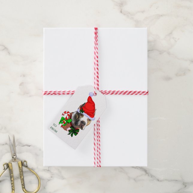 Pit Bull Christmas Gift Tags (With Twine)