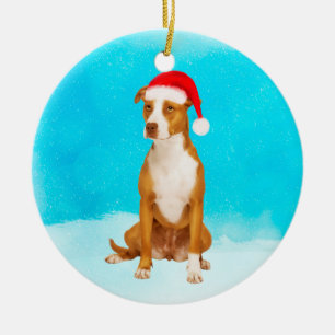 Pit Bull Christmas Round Ornament