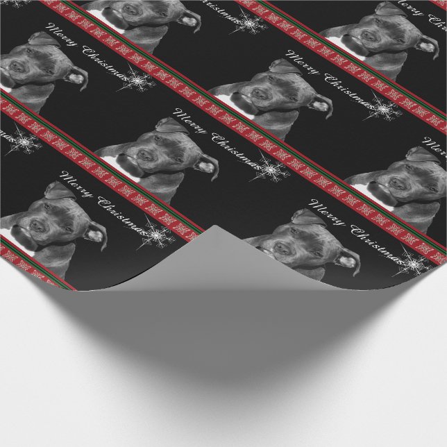 Pit bull Christmas Wrapping Paper (Corner)
