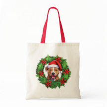 Pit Bull Christmas Wreath Tote Bag