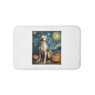 Pit Bull Cute Dog Halloween Jack O Lantern Pumpkin Bath Mat