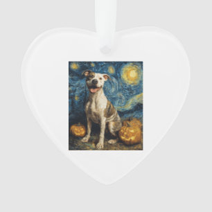 Pit Bull Cute Dog Halloween Jack O Lantern Pumpkin Ornament