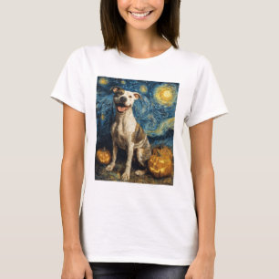 Pit Bull Cute Dog Halloween Jack O Lantern Pumpkin T-Shirt