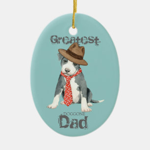 Pit Bull Dad Ceramic Ornament