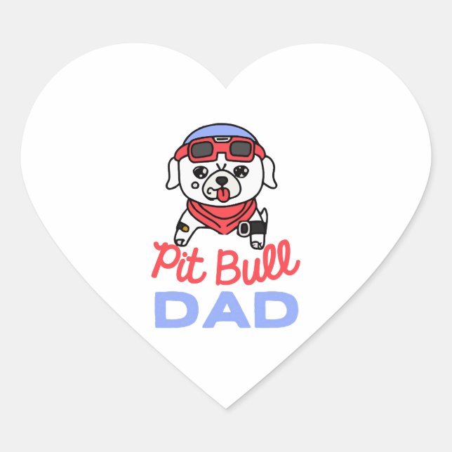 Pit Bull Dad Dog Owner Retro Dog Father Heart Sticker (Front)