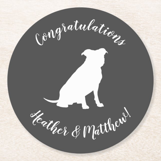 Pit Bull Dog Baby Pitbull Shower Gender Neutral Round Paper Coaster (Front)