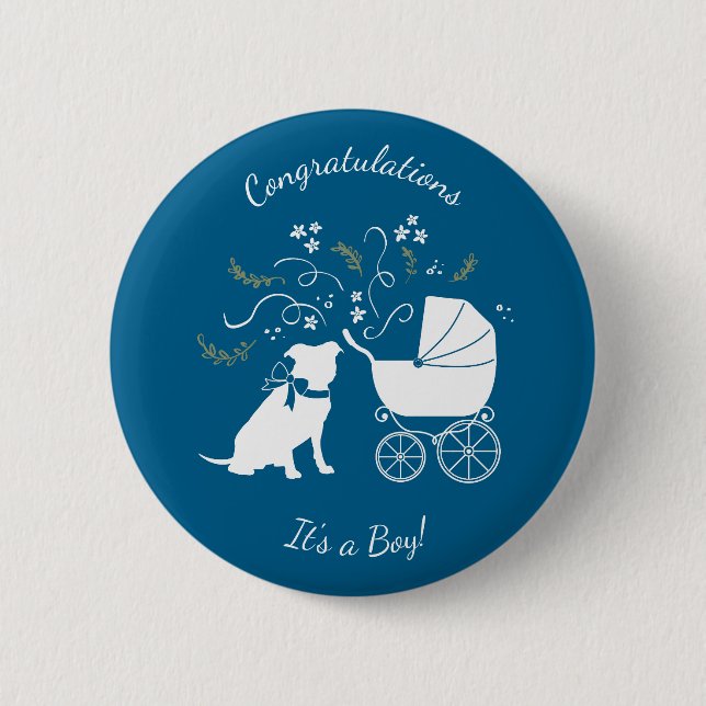 Pit Bull Dog Baby Shower 6 Cm Round Badge (Front)