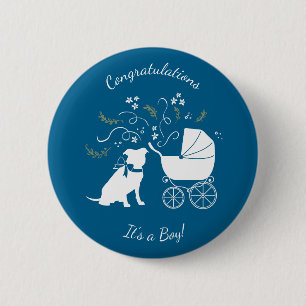 Pit Bull Dog Baby Shower Blue Boy Pitbull 6 Cm Round Badge