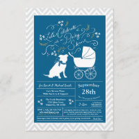 Pit Bull Dog Baby Shower Blue Boy Pitbull