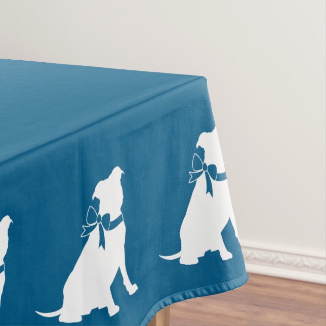 Pit Bull Dog Baby Shower Blue Boy Pitbull Tablecloth (In Situ)
