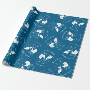 Pit Bull Dog Baby Shower Blue Boy Pitbull Wrapping Paper