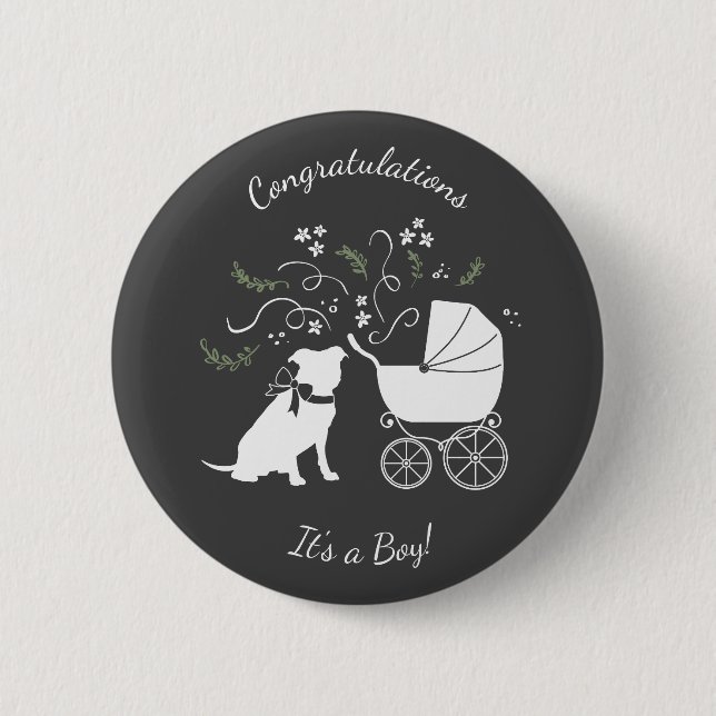 Pit Bull Dog Baby Shower Gender Neutral 6 Cm Round Badge (Front)