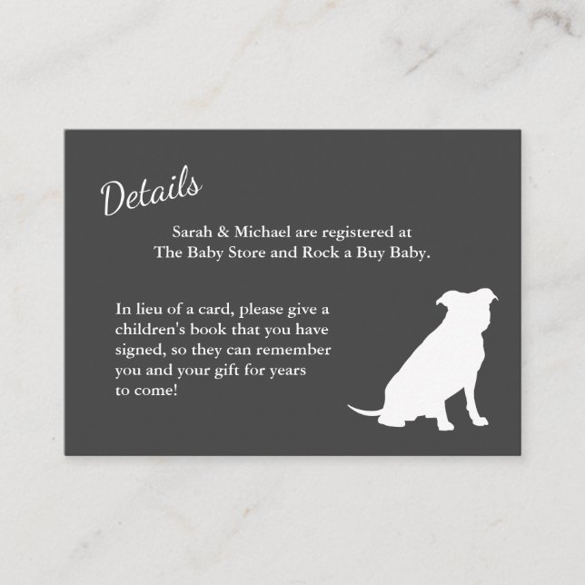 Pit Bull Dog Baby Shower Gender Neutral Pitbull Enclosure Card (Front)