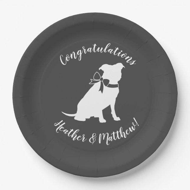 Pit Bull Dog Baby Shower Gender Neutral Pitbull Paper Plate (Front)