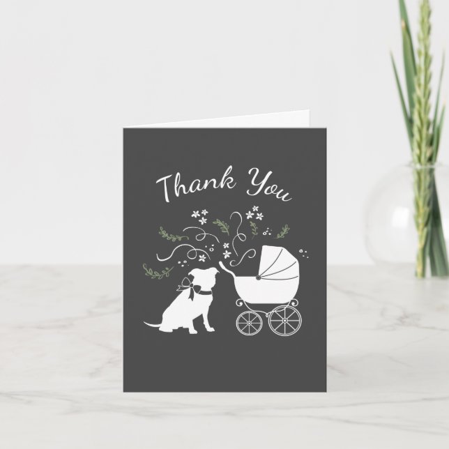 Pit Bull Dog Baby Shower Gender Neutral Pitbull Thank You Card (Front)