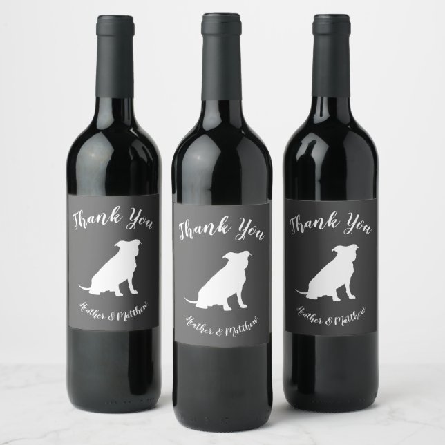 Pit Bull Dog Baby Shower Gender Neutral Pitbull Wine Label (Bottles)