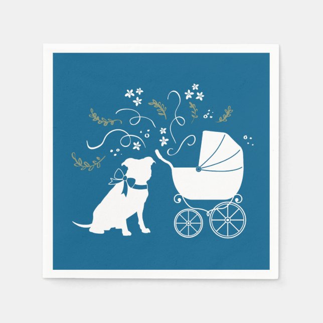 Pit Bull Dog Baby Shower Napkin (Front)