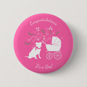Pit Bull Dog Baby Shower Pink Girl Pitbull 6 Cm Round Badge