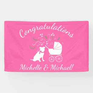 Pit Bull Dog Baby Shower Pink Girl Pitbull Banner