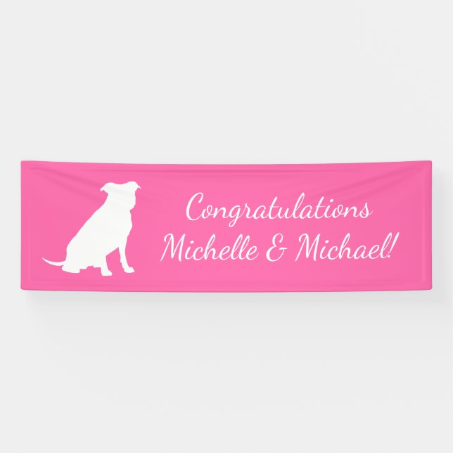 Pit Bull Dog Baby Shower Pink Girl Pitbull Banner (Horizontal)