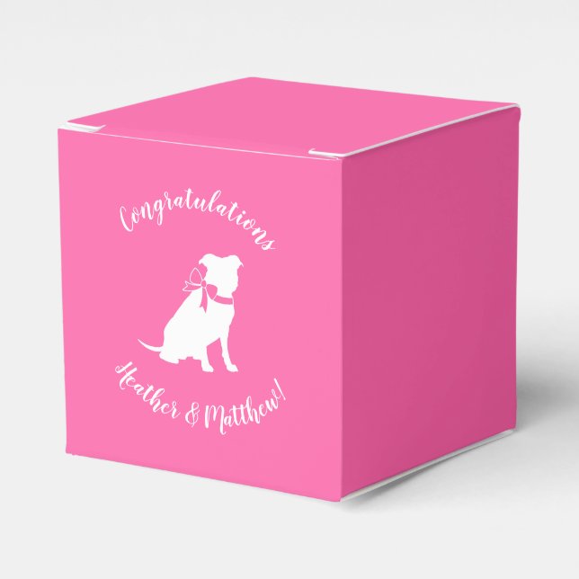 Pit Bull Dog Baby Shower Pink Girl Pitbull Favour Box (Front Side)
