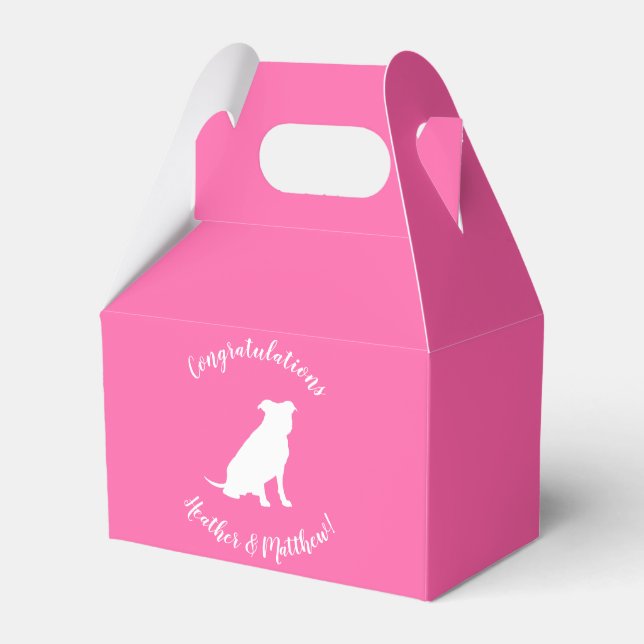 Pit Bull Dog Baby Shower Pink Girl Pitbull Favour Box (Front Side)
