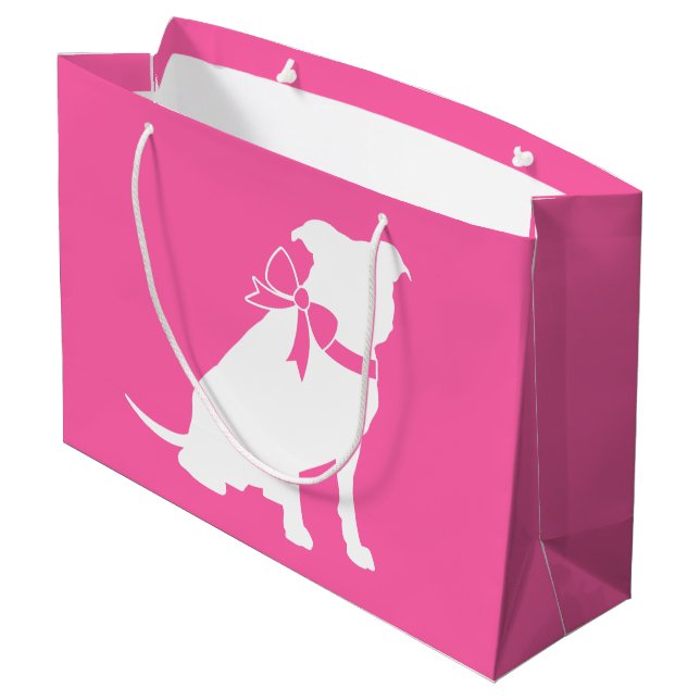 Pit Bull Dog Baby Shower Pink Girl Pitbull Large Gift Bag (Back Angled)