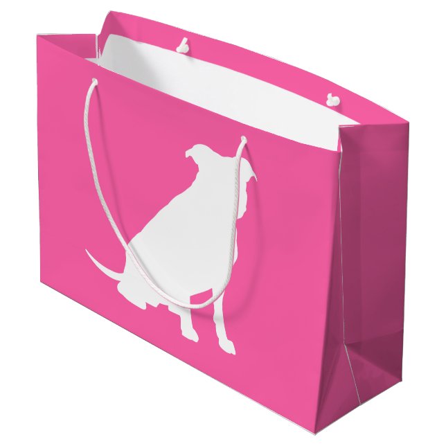 Pit Bull Dog Baby Shower Pink Girl Pitbull Large Gift Bag (Back Angled)