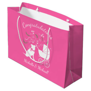 Pit Bull Dog Baby Shower Pink Girl Pitbull Large Gift Bag