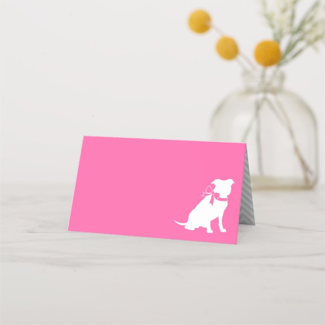 Pit Bull Dog Baby Shower Pink Girl Pitbull Place Card (Front)