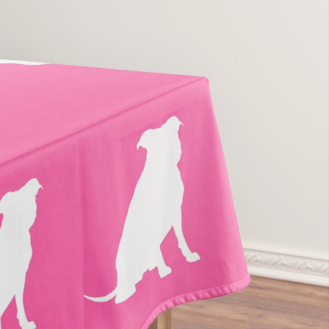 Pit Bull Dog Baby Shower Pink Girl Pitbull Tablecloth (In Situ)