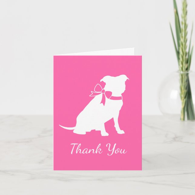 Pit Bull Dog Baby Shower Pink Girl Pitbull Thank You Card (Front)