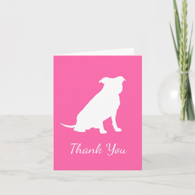Pit Bull Dog Baby Shower Pink Girl Pitbull Thank You Card (Front)