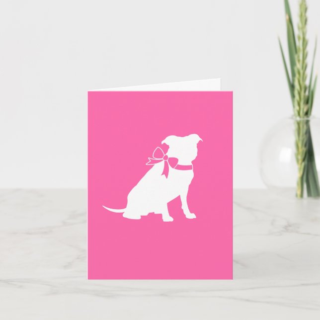Pit Bull Dog Baby Shower Pink Girl Pitbull Thank You Card (Front)