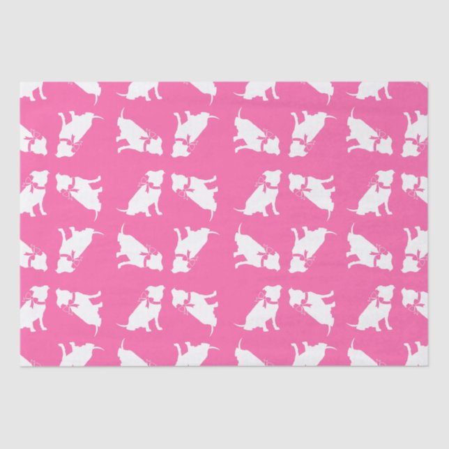 Pit Bull Dog Baby Shower Pink Girl Pitbull Tissue Paper (Front)