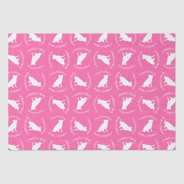 Pit Bull Dog Baby Shower Pink Girl Pitbull Tissue Paper (Front)