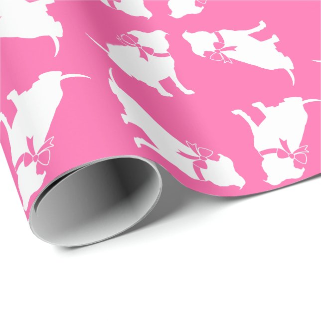 Pit Bull Dog Baby Shower Pink Girl Pitbull Wrapping Paper (Roll Corner)