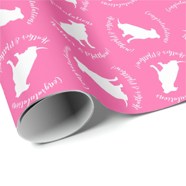 Pit Bull Dog Baby Shower Pink Girl Pitbull Wrapping Paper (Roll Corner)