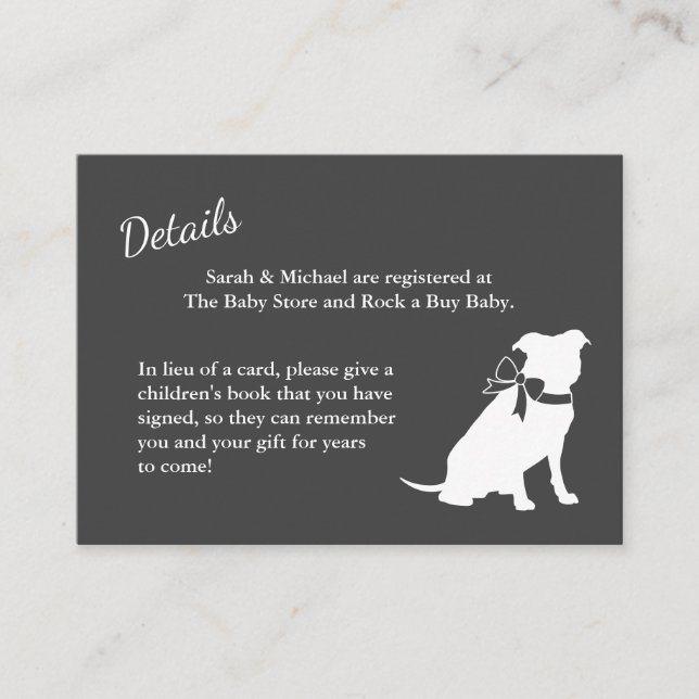Pit Bull Dog Baby Shower Puppy Pitbull Enclosure Card (Front)