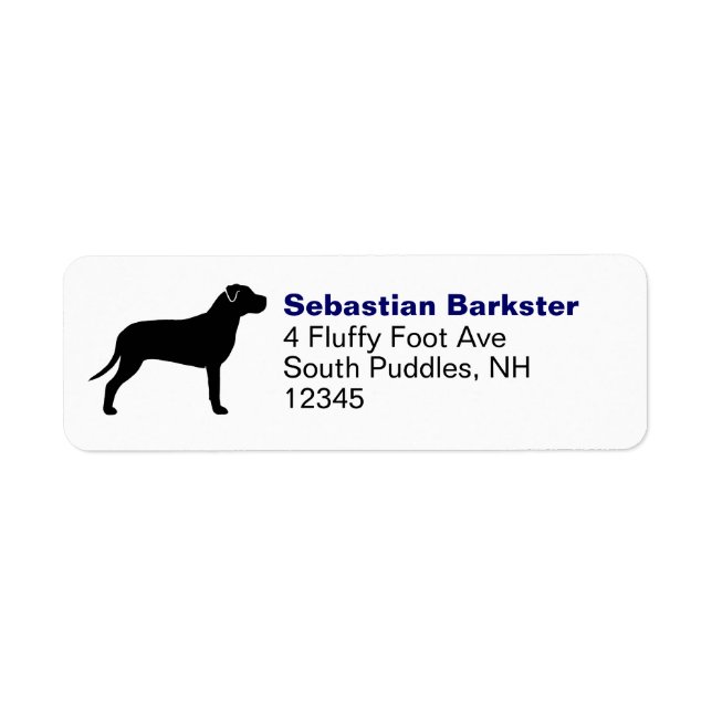 Pit Bull Dog Breed Silhouette Return Address (Front)